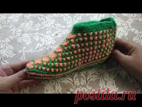 "МАНДАРИНКИ"/МК ЧАСТЬ 2/ТАПОЧКИ-СЛЕДОЧКИ С ВЕЕРАМИ НА ДВУХ СПИЦАХ БЕЗ ШВОВ