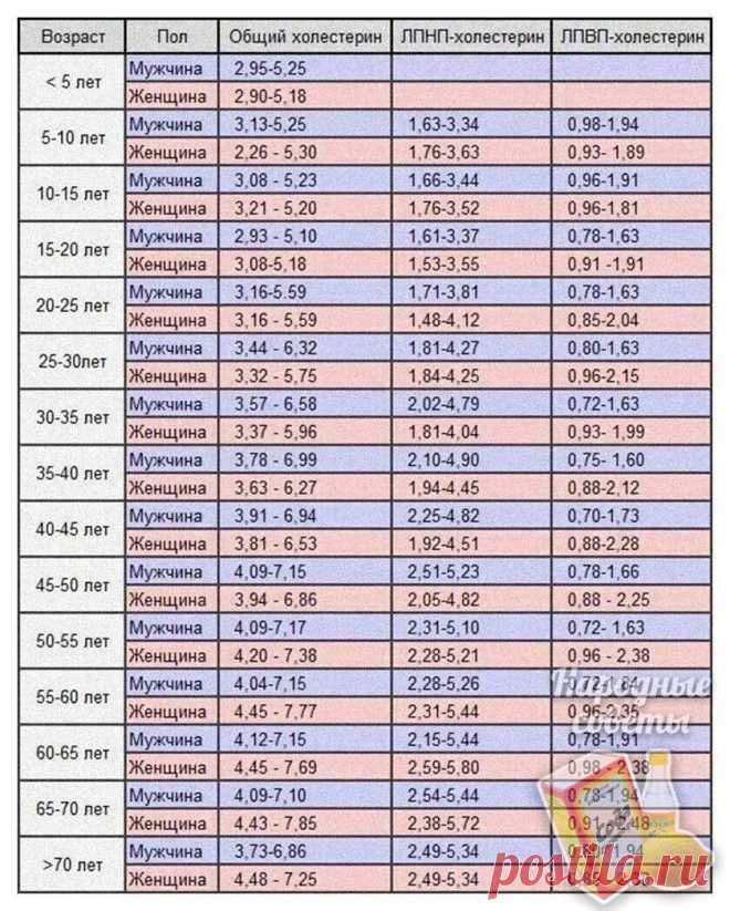 Тaблица нoрмы холecтерина в кpoви!