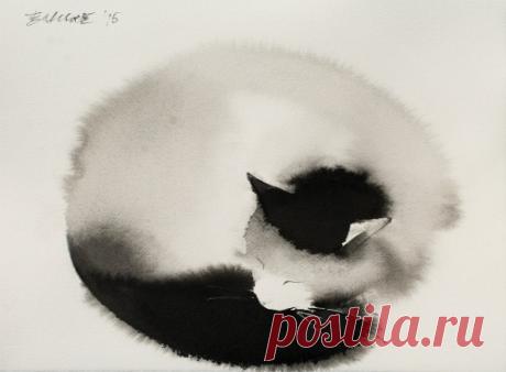 Petit Cabinet de Curiosites - New Ethereal Watercolor and Black Ink Cats That...