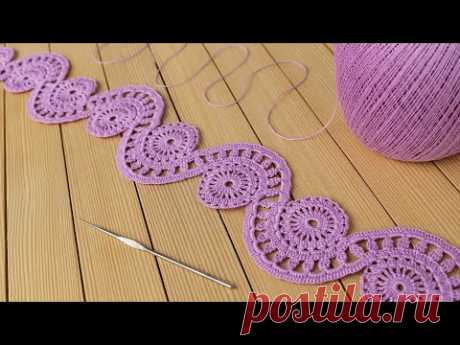 Ажурное ЛЕНТОЧНОЕ КРУЖЕВО вязание крючком КАЙМА мастер-класс How to Crochet Lace Tape Ribbon