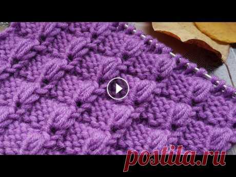 Вяжем объёмные клеточки спицами ???? knitting pattern....