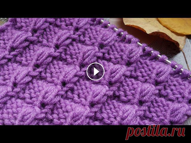 Вяжем объёмные клеточки спицами ???? knitting pattern....