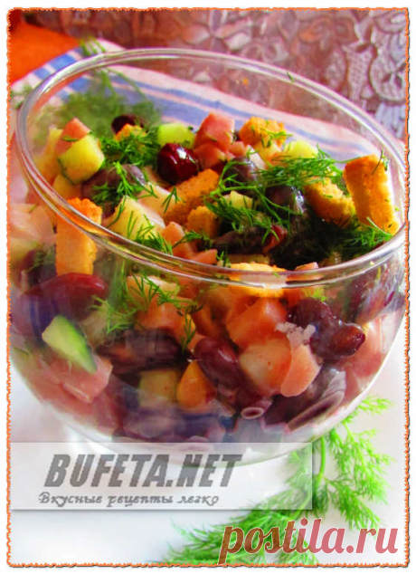 Очень вкусный салат с консервированной фасолью: рецепт с фото