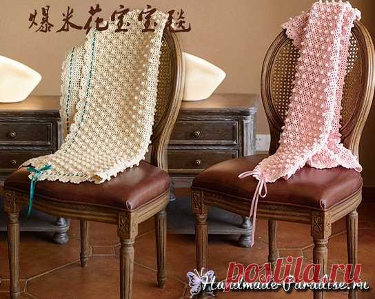 Детский плед крючком узором шишечки - Handmade-Paradise