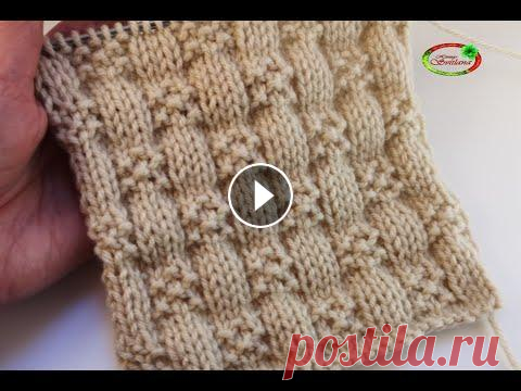 №87 Объемные квадраты спицами  Схема  узора для свитера - мальчику.  Knitting pattern Узор состоит только из лицевых и изнаночных петель. Легко и быство вяжется. Этот простой узор подойдет для свитера мальчику, для детского комбинезона,...
