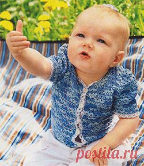 Схема вязания крючком, кофточка на пуговицах, р-р 84-96 см, ажурная кофточка для девочки.