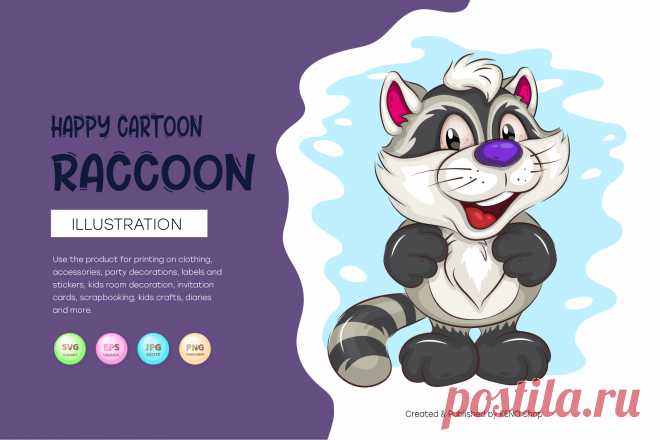 Happy Cartoon Raccoon. T-Shirt, PNG, SVG.
Cute illustration, happy cartoon raccoon. Unique design, childish illustration. Use the product to print on clothing, accessories, holiday decorations, labels and stickers, nursery decorations, invitation cards, scrapbooking, diaries and more.
-------------------------------------------
EPS_10, SVG, JPG, PNG file transparent with a resolution of 300 dpi, 15000 X 15000.