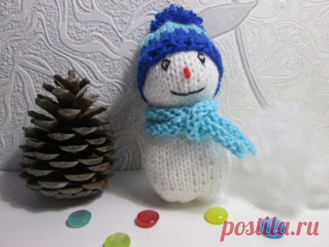 Снеговик в шапочке с помпоном и шарфике, МК