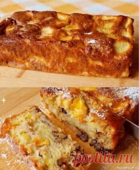 Яблочный пирог с грецкими орехами  Просто и Очень вкусно.Ингредиенты:2 больших яйцаЩепотка соли4 столовые ложки сахараЦедра 1 лимона50 грамм (3,5 столовых ложки) топленого масла4 ст л муки&nbsp;1 ст л разрыхлителя3 яблока, мелко нарезанныхПо желанию: грецкие орехи, рубленые.В миске взбейте 2 больших яйца, щепотку соли и 4...