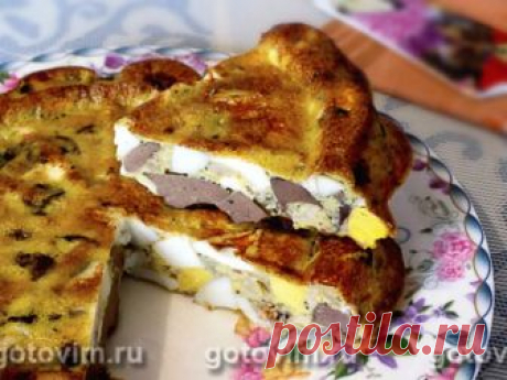 Дроб с куриной печенью (румынская запеканка)