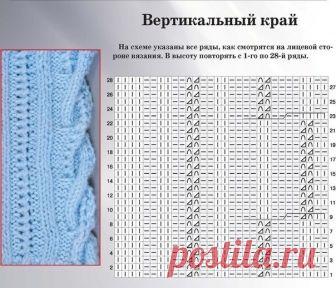 Красивый край в форме косы, связанный спицами