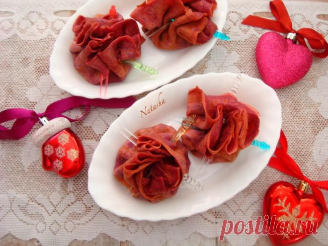 Фаршированные свёкольные блинчики - Простые рецепты Овкусе.ру