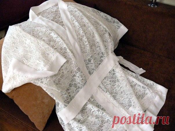 Кружевной халат-кимоно