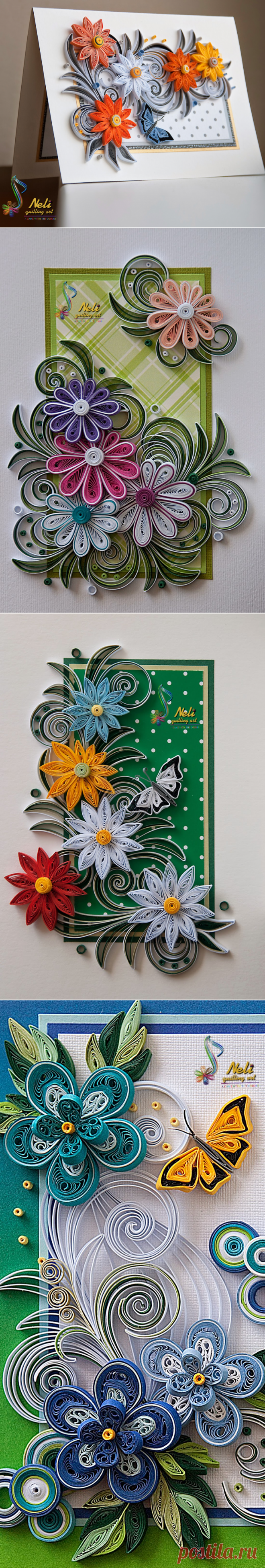 Neli Quilling Art: Quilling cards /14.8 cm- 10.5 cm/ - summer