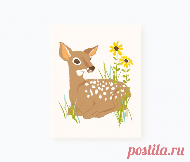 deer wall art woodland art for kids nursery wall decor for | Etsy