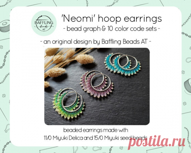 Bead Graph & Color Codes for 10 Neomi Hoop Earring Variations, Ombre Gradients With Miyuki Delica Beads, Digital Pattern for Beaded Earrings - Etsy Australia