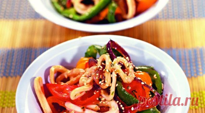 Кольца кальмаров с овощами, пошаговый рецепт с фото