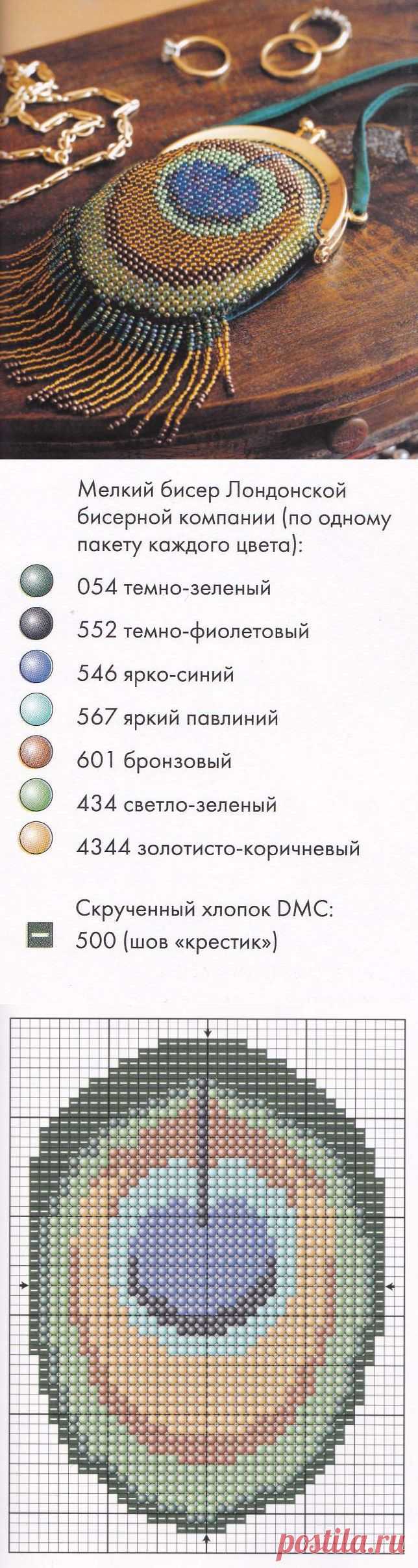 Расшитая бисером дамская сумочка "Павлин" от Сью Хоукинс | Тереза дизайн