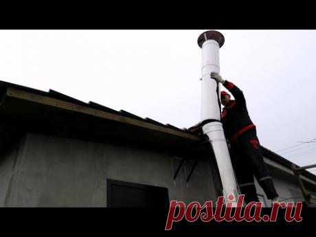 Как НАДЕЖНО закрепить дымоход для твёрдотопливного котла МЕДВЕДЬ !