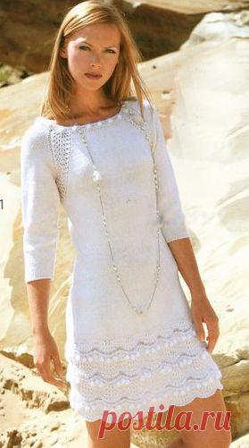 Платье для девушки спицами украшенное бусинами - Стильные модельки вязанной одежды для девушек - Вязание для подростков - Последние схемы и модели для крючка и спиц - Вязание для души