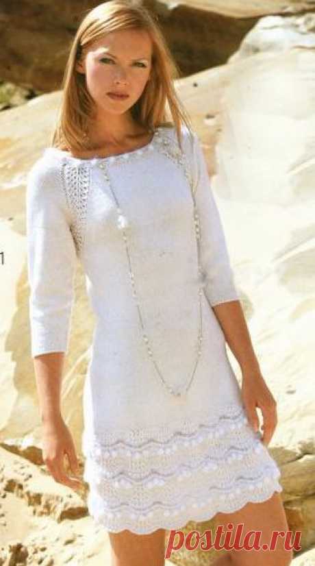 Платье для девушки спицами украшенное бусинами - Стильные модельки вязанной одежды для девушек - Вязание для подростков - Последние схемы и модели для крючка и спиц - Вязание для души