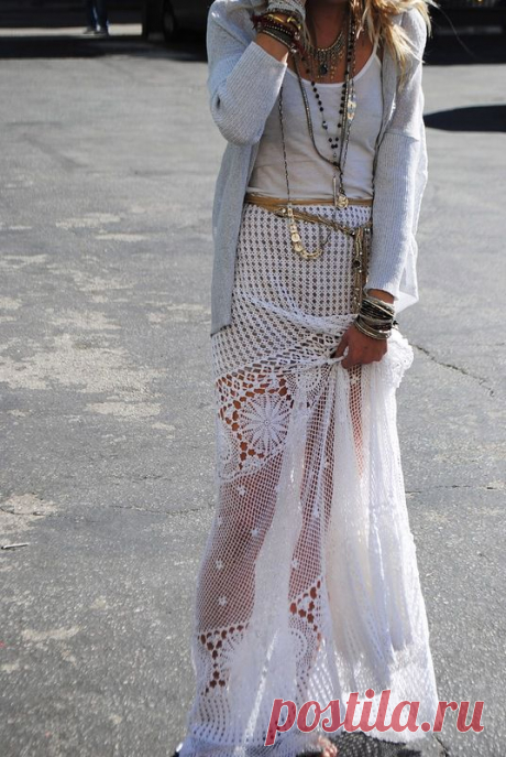 Красивейшая ажурная белая юбка и схемы к ней