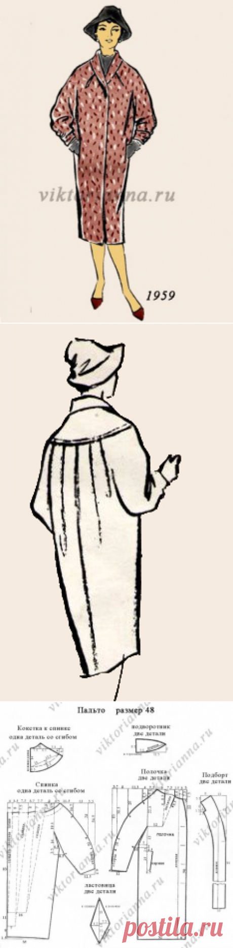 Пальто кокон с цельнокроеным рукавом: выкройка для шитья бесплатно