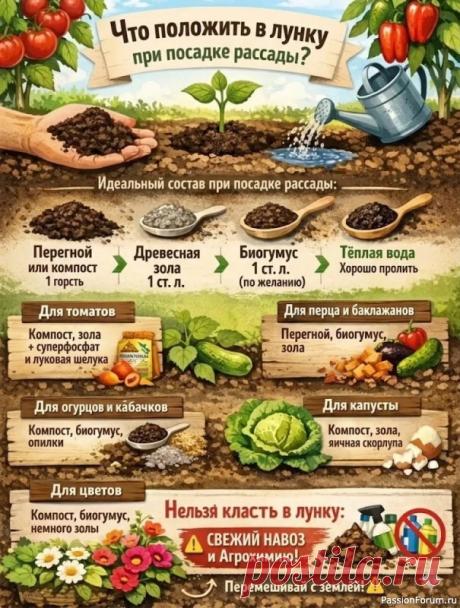 Дачникам. Заправка лунки при посадке рассады