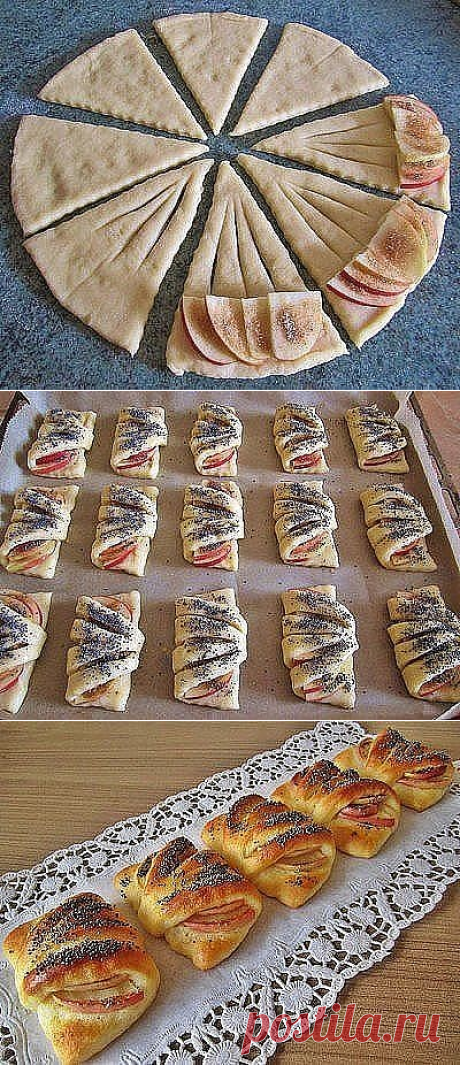 Конвертики с яблоками из творожного теста