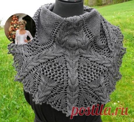 Мини-шаль Croeso
Размер:42/115 Мини-шаль Croes
 Материалы: 2 мотка пряжи Serena Azure, Manos del Uruguay (нашла в интернете характеристики - 60% альпака, 40% хлопок, 50 граммов/155 метров) (результат тестирования: я связала три шали из разных ниток, разными спицами — мне 2 мотка мало, покупать нужно 3 мотка) Круговые спицы 3.5 мм, с леской 100 см. 6 маркеров петель, счетчик рядов, дополнительная спица для кос.
 
Условные обозначения: Лиц. Изн. Накид 2 вместе с наклоном вле...