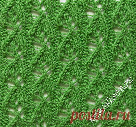 узор 375 маленькие листочки | каталог вязаных спицами узоров