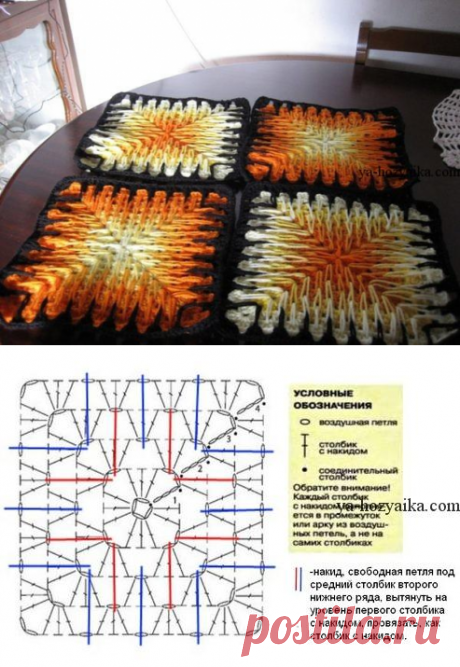 Бабушкин квадрат по-испански мастер класс. Бабушкины квадраты схемы