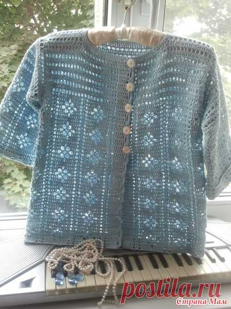 Голубой жакетик для дочки. - Вязание - Страна Мам