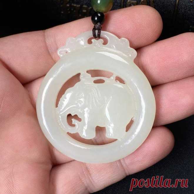 Hetian jade elephant necklace necklace for women women | Etsy