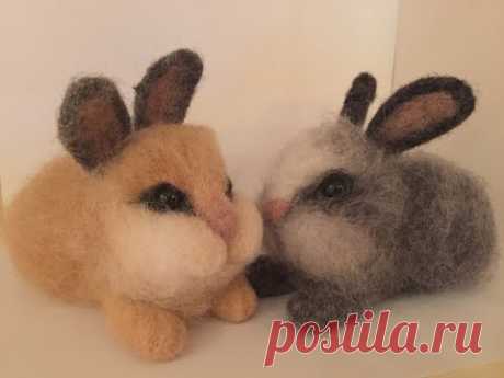 ЗАЙЧИК -- СУХОЕ  ВАЛЯНИЕ / ШКОЛА  ФЕЛТИНГА Татьяны Шелиповой / FELTING  RABBIT/毡玩具