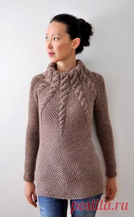 Полувер с косой. (см.узор Расширяющаяся коса)