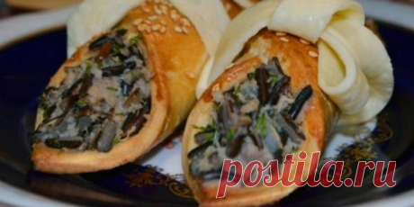 Трубочки с мясом и диким рисом :