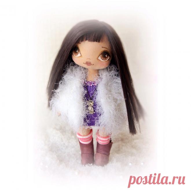 Купить Авторская текстильная кукла - малышка Черничка - авторская ручная работа, авторская кукла