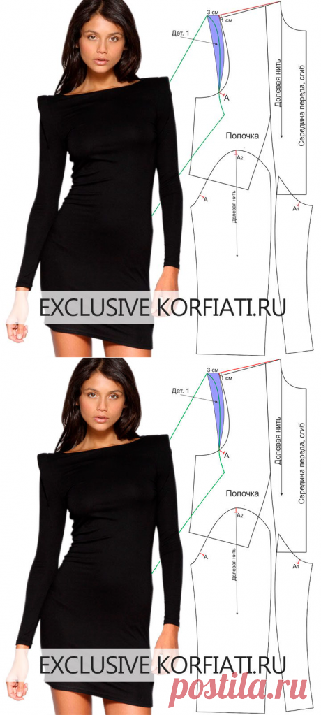 Выкройка платья с рукавами-пагода от Анастасии Корфиати