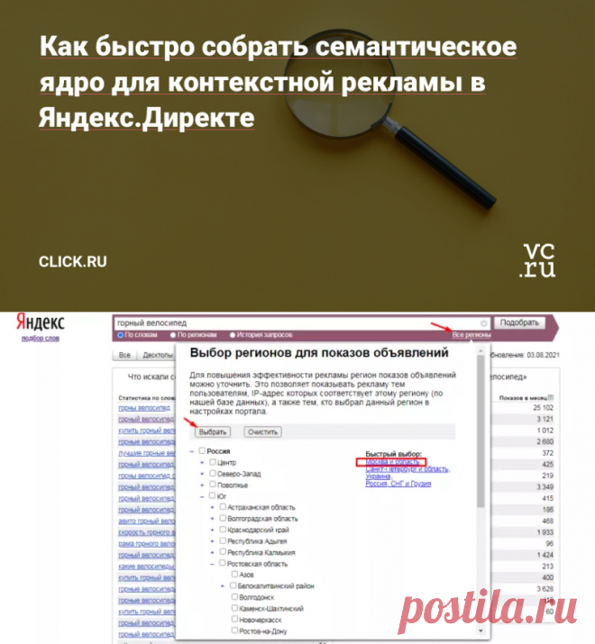 Как быстро собрать семантическое ядро для контекстной рекламы в Яндекс.Директе — Click.ru на vc.ru