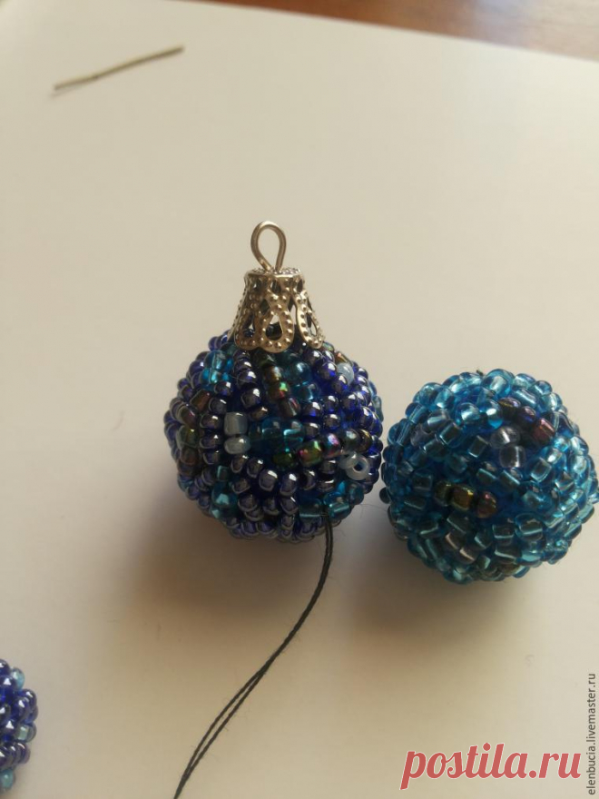 Создаем маленькие ёлочные шарики с помощью пряжи и бисера - Ярмарка Мастеров - ручная работа, handmade