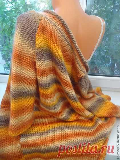 Купить В наличии. Яркий кардиган летний 44 размера, из шерсти с вискозой. - разноцветный, в полоску