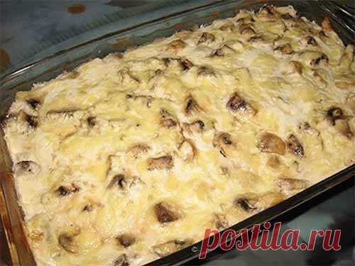 Куриная запеканка с грибами