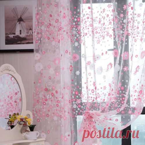 Charming Floral Scarf Sheer Voile Door Window Curtain Drape Panel Valances BJ4 | eBay