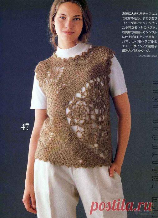 Жилет оригинальный крючком