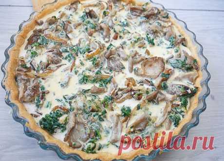 Рецепт киша с вешенками, шпинатом и сыром с фото пошагово на Вкусном Блоге