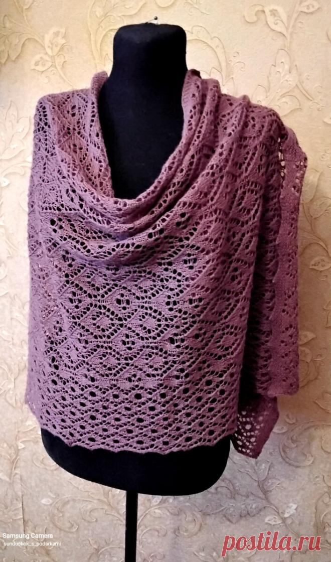 Мой вариант ажурного палантина Gavotte от журнала «The Knitter». Завершение работы | Сундучок с подарками | Дзен