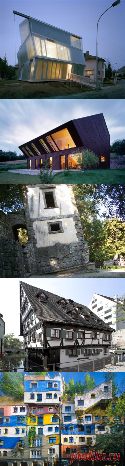 падающий дом Бомарцо падающий дом в Ульме падающий дом Сгорбленный дом дома Хундертвассер в Вене