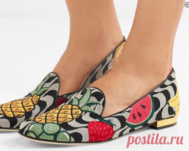 Шарлотт Олимпия | фруктовый салат вышитые холст тапочки | NET-A-PORTER.COM