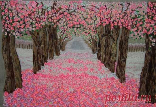 Алея сакуры вышивка по фотографии.